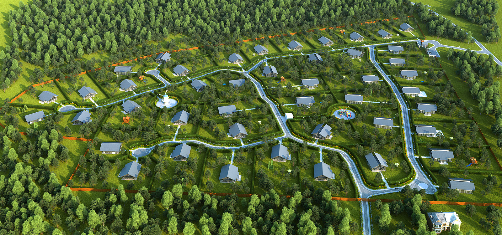 3D визуализация генплана Коттеджного поселка 4