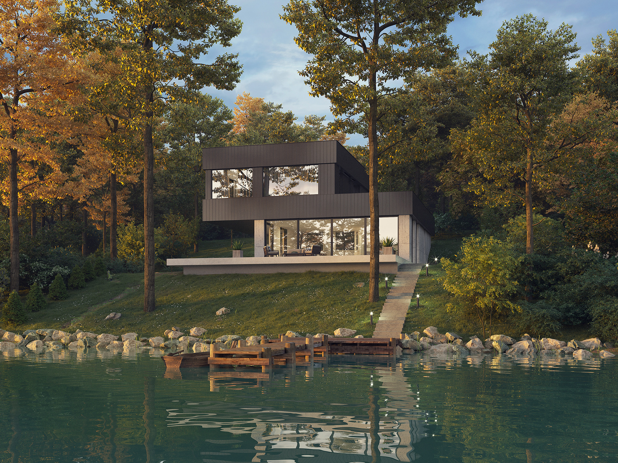 lake house 3d visualization